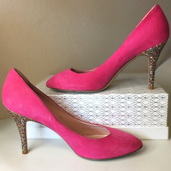 ♠️ KATE SPADE NEW YORK ♠️ Pink Suede Multi-Glitter Heels ♠️ 7.5W - Picture 3 of 16